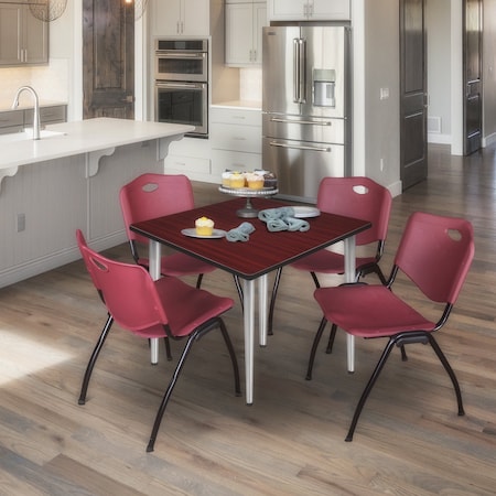 Regency Kahlo Square Table & Chair Sets, 48 W, 48 L, 29 H, Wood, Metal, Plastic Top, Mahogany TPL4848MHCM47BY
